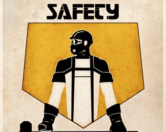 Steampunk Dieselpunk Art Print Safety First Advertisement Propaganda Sci Fi Wall Decor