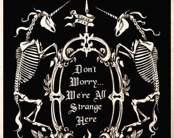 The Undead Unicorns Gothic Macabre Art Print Dark Memento Mori Wall Decor