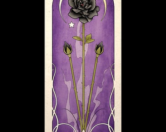 Gothic Art Nouveau Poster Print Black Rose