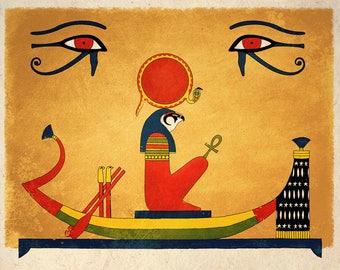 Ancient Egyptian Art Print Sun God Ra Wall Decor