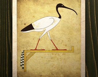 Egyptian Art Print Ibis Of Thoth Hieroglyph Wall Decor