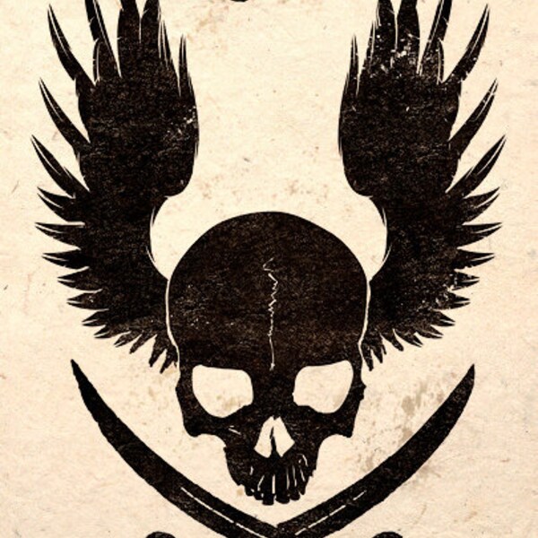 Steampunk Art Poster Print Beware Air Pirates Skull Jolly Roger Wall Decor