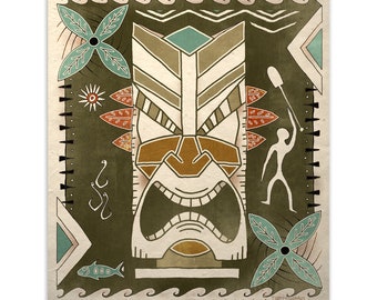 Tropical Art Tiki Bar God Print Shag Hawaiian Wall Decor