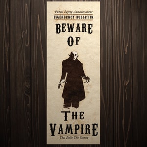 Gothic Art Print Beware Of Vampire Wall Poster Horror Decor
