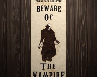 Gothic Art Print Beware Of Vampire Wall Poster Horror Decor