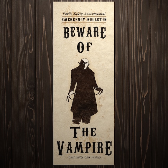 Gothic Art Print Beware Of Vampire Wall Poster Horror Decor