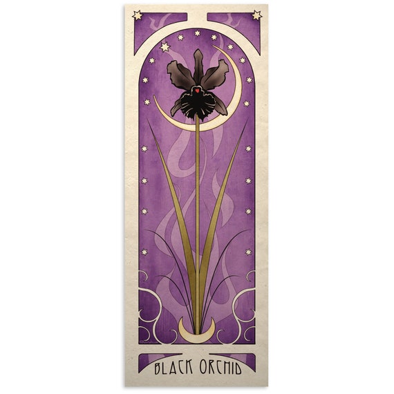 Gothic Art Nouveau Poster Print Black Orchid