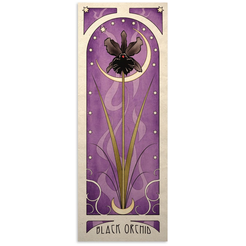 Gothic Art Nouveau Poster Print Black Orchid
