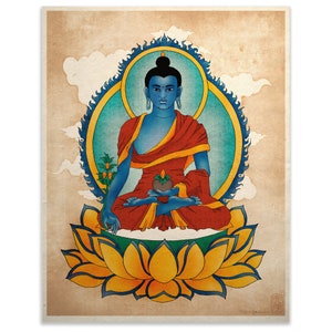 Blue Medicine Buddha Asian Art Print Buddha Art Zen Art Yoga Art