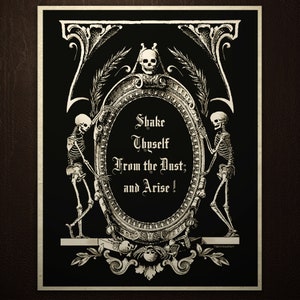Gothic Decor Art Print Undead Arise Skeletons Dark Academia Memento Mori