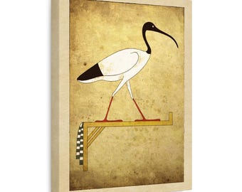 Egyptian Stretched Canvas Art Print Ibis Of Thoth Hieroglyph Wall Decor