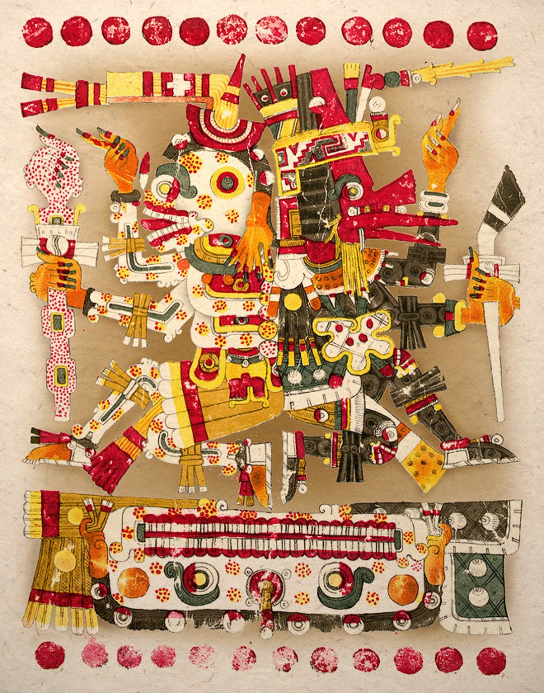 Mayan Aztec Art Print Ancient Gods Life and Death - Etsy