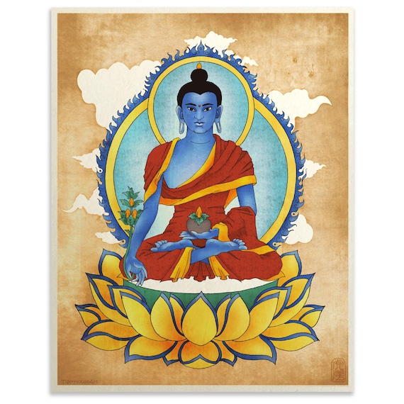 Medicine Buddha Art Print: Tibetan Healing Zen Decor (11x14) - Etsy