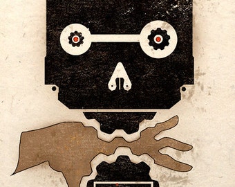 Beware Alive Industrial Machinery Steampunk Art Print Wall Poster Dieselpunk Robot
