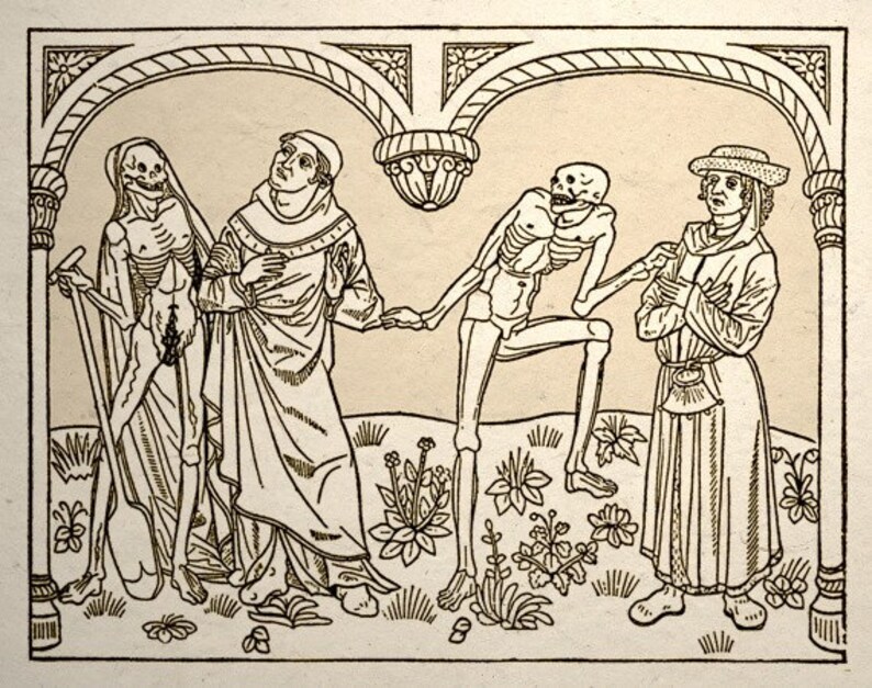 Dance Macabre Gothic Medieval Art Print Set Etsy