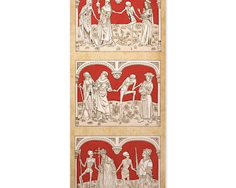 Gothic Medieval Art Print,  Dance Macabre, Dark Academia Wall Poster