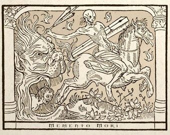 Deaths Horseman Gothic Medieval Art Print Macabre Memento Mori