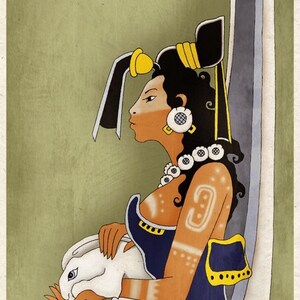 Ancient Mayan Art Print Moon Goddess Ixchel Wall Poster