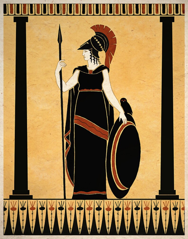 Ancient Goddess Athena Minerva Greek Roman Art Print Wall Decor image 1