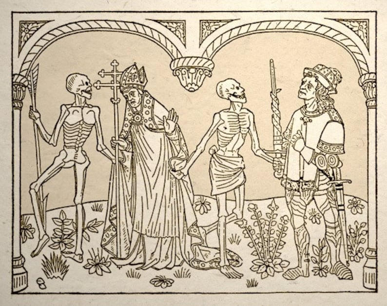 Dance Macabre Gothic Medieval Art Print Set Etsy