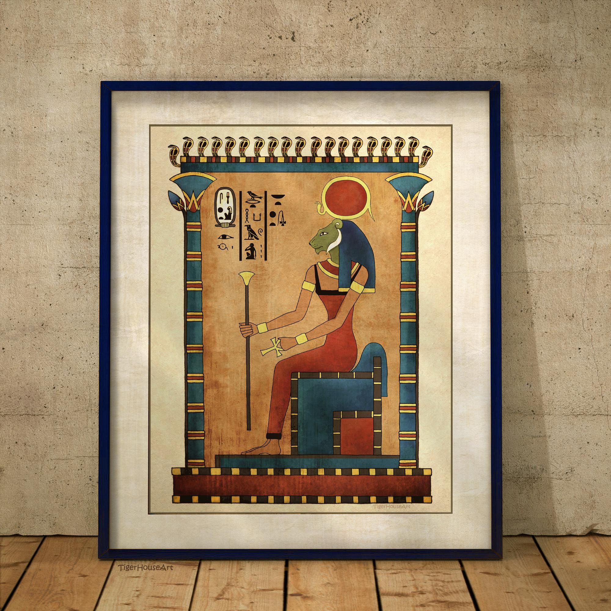 Egyptian Art Ancient Goddess Sekhmet Print Wall Decor - Etsy