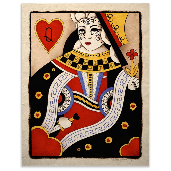 Gothic Artwork Queen Of Hearts Print Macabre Decor