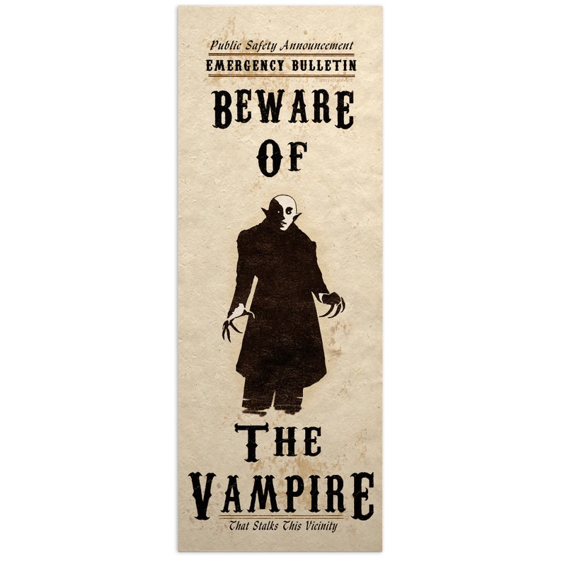 beware of vampire art print gothic horror artwork
