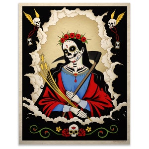Santa Muerte Art Day Of The Dead Print Wall Decor