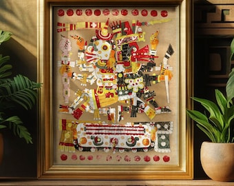Impresión de arte maya azteca: Dioses antiguos, vida y muerte