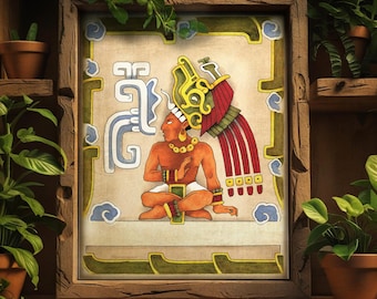 Ancient Mayan Aztec Art Print Warrior Priest