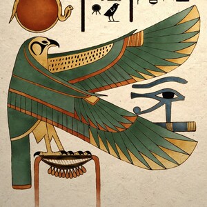 Ancient Egyptian Art Print Horus Falcon Wall Decor