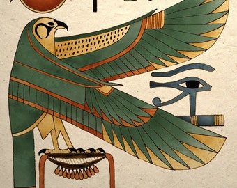 Ancient Egyptian Art Print Horus Falcon Wall Decor