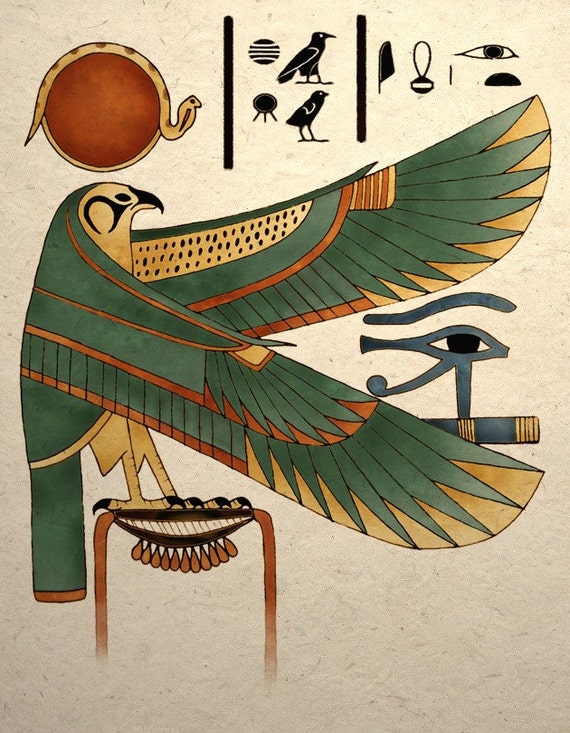 Ancient Egyptian Art Print Horus Falcon Wall Decor - Etsy