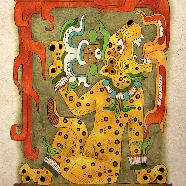 Mayan Art Print Jaguar God