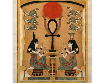 Ancient Egyptian Art Print Goddess Sisters Isis and Nephthys