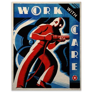 Fantasy Steampunk Prop Propaganda Art Work With Care Print Wall Decor