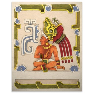 Ancient Mayan Aztec Art Print Warrior Priest