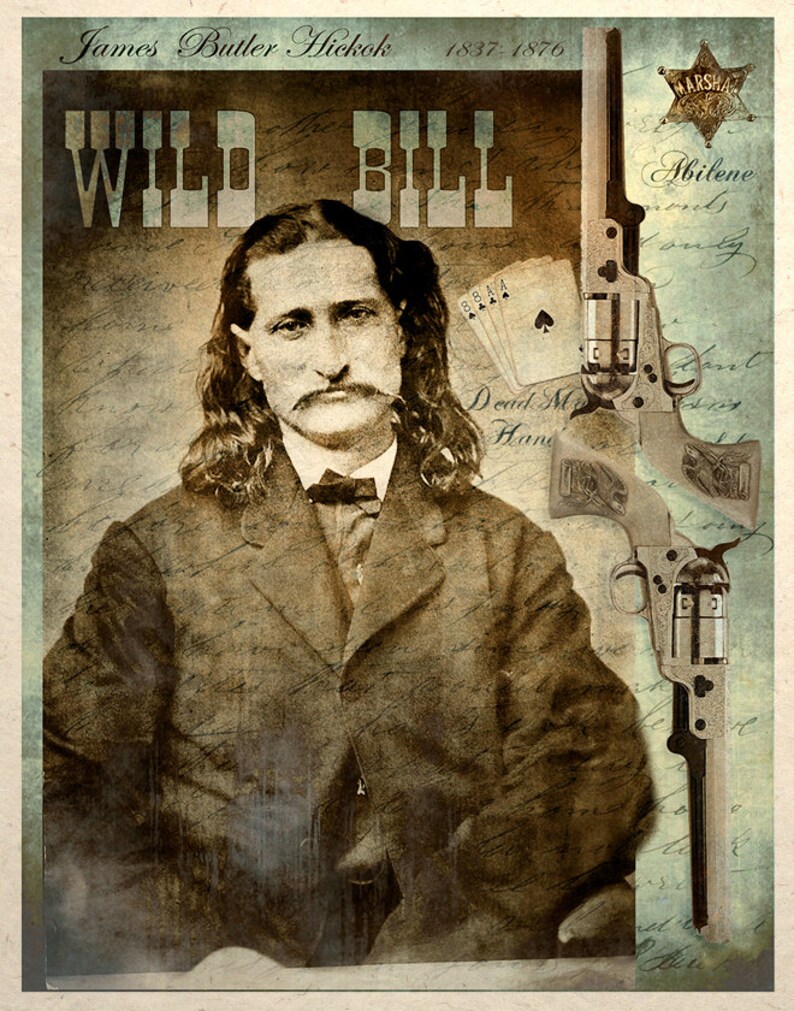 Old West Art Print Wild Bill Hickok Dead Mans Hand image 1