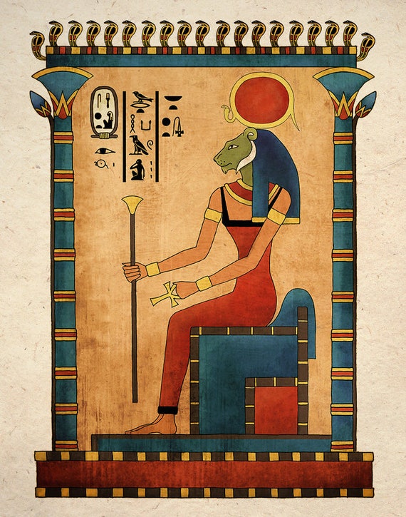 Ancient Egyptian Art Print Goddess Sekhmet Wall Decor Etsy