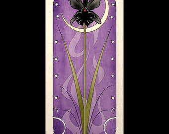 Gothic Art Nouveau Poster Print Black Orchid