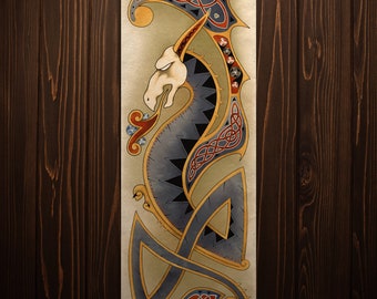 Celtic Art Print Dragon Wall Poster Home Decor Gift