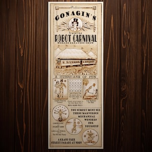 Póster de arte steampunk con impresión de robot y carnaval, decoración de pared