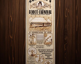 Steampunk Art Poster Print Robot Carnival Wall Decor