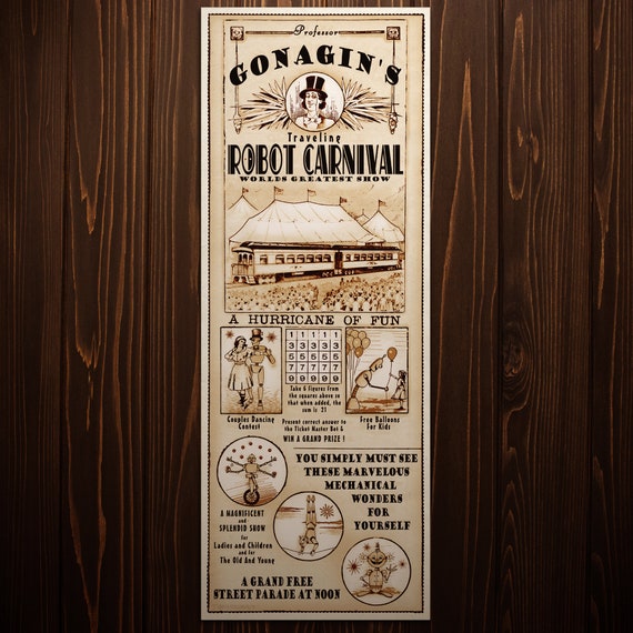 Steampunk Art Poster Print Robot Carnival Wall Decor