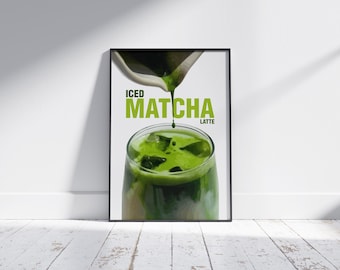 Modern Cafe Wall Art – Iced Matcha Latte  – Modern Kitchen Decor