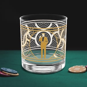 James Bond 007 - Timothy Dalton Era Rocks Glass, Whiskey Glass, Unique Gift for Men, Birthday Gift, Movie Fan Gift, 1980&#39;s Spy, Retro Cool