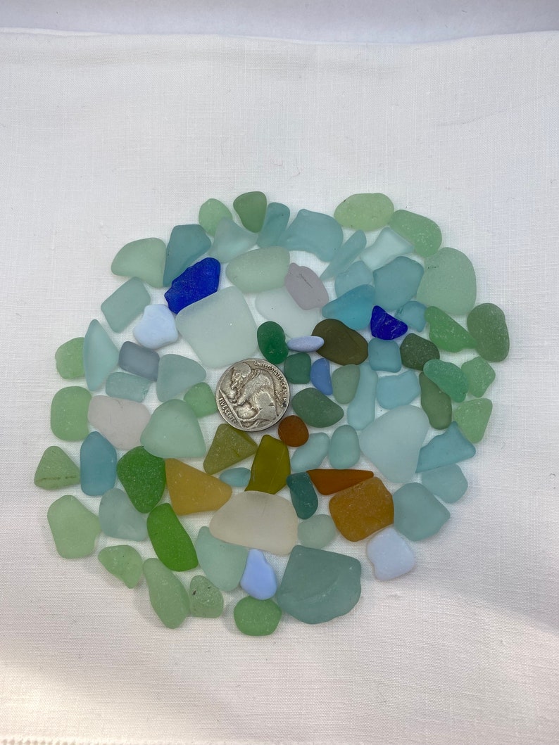 Sea glass surf tumbled, mixed colors. image 2