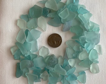 Sea glass, genuine soft blue sea glass.  Collected by me on San Francisco Bay. Various shades of soft blue sea glass.