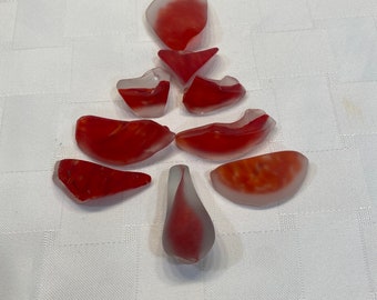 Art Glass shards - red glass blowing shards.