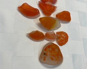 Art Glass shards - orange glass blowing shards.